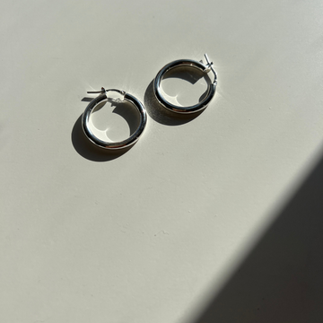 Thick Classic Italian Hoops - Silver