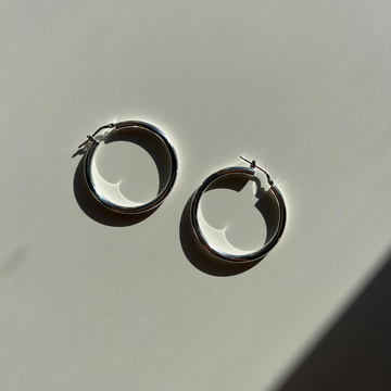 Thick Statement Italian Hoops - Silver