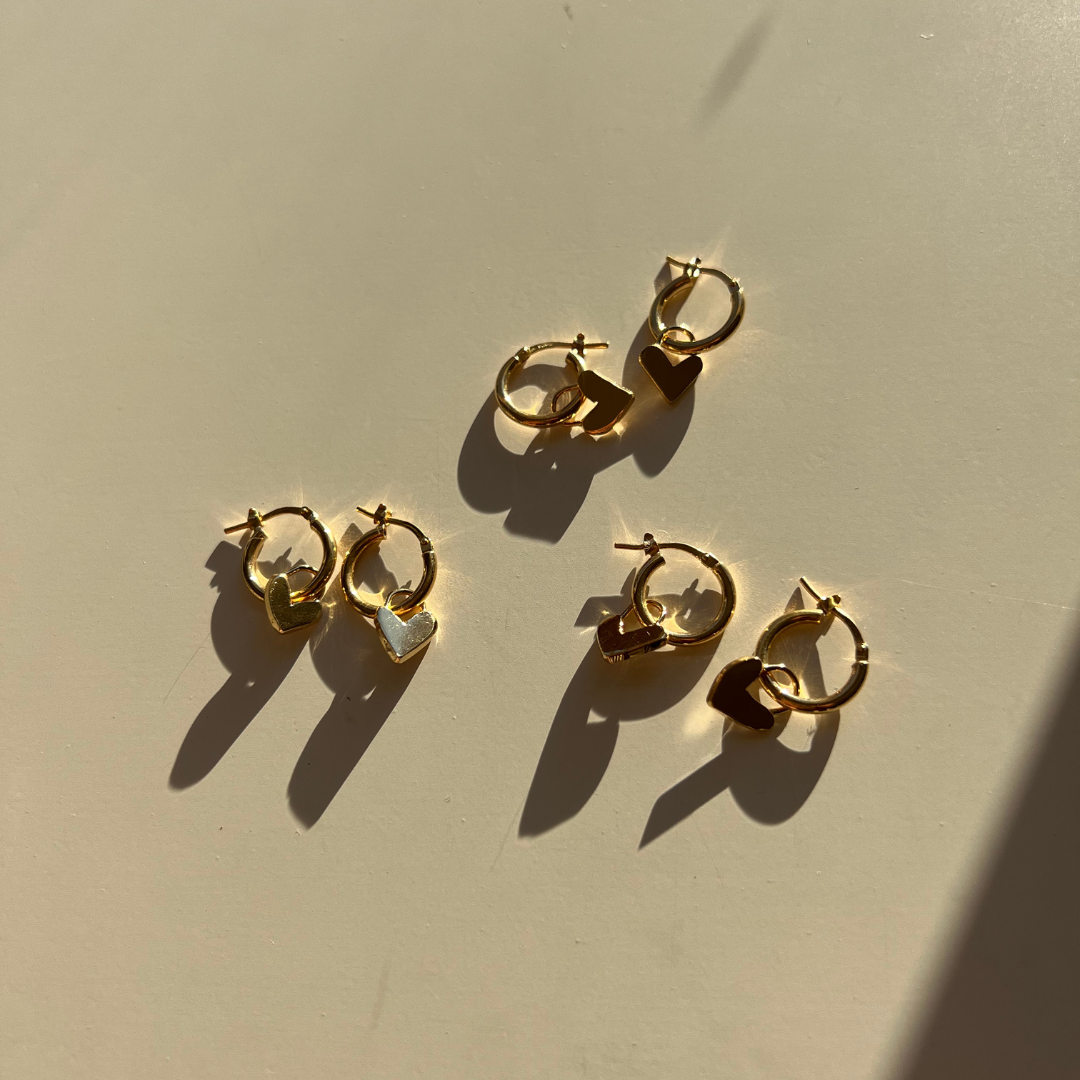 Darling Heart Hoops - Gold Vermeil