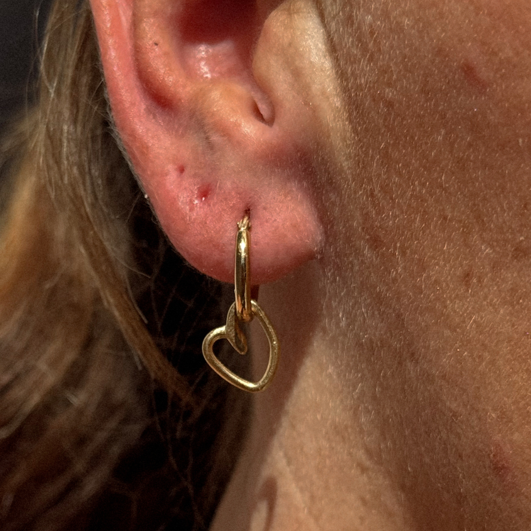 Albie Heart Hoops - Gold Vermeil