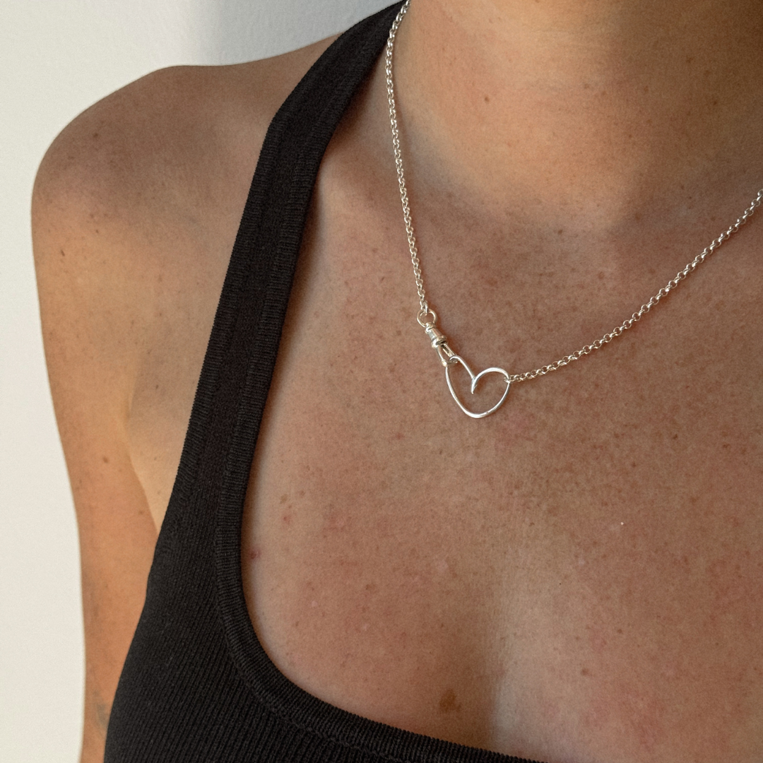Albie Heart Linked Necklace - Silver