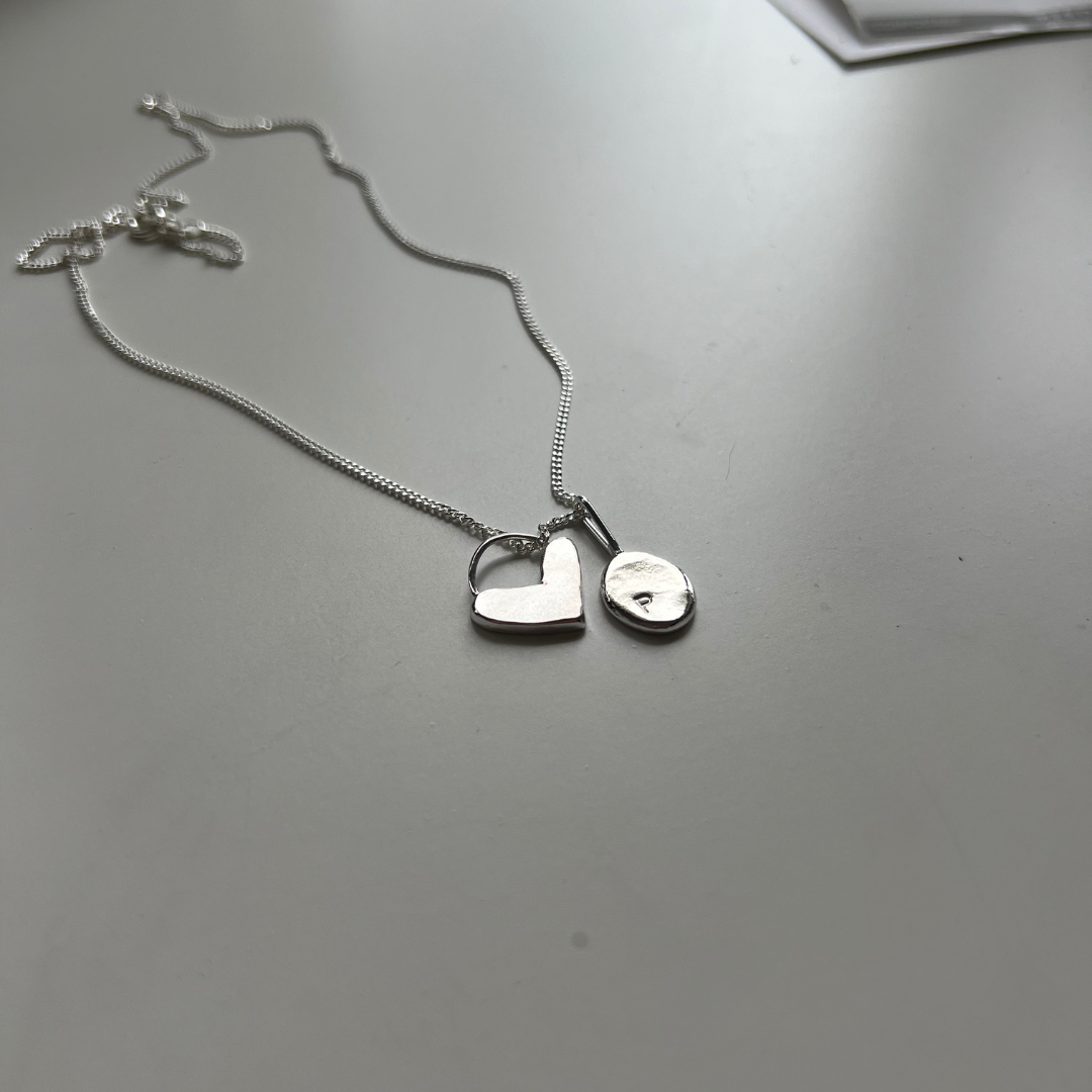 Initial Necklace X Darling Heart - Silver