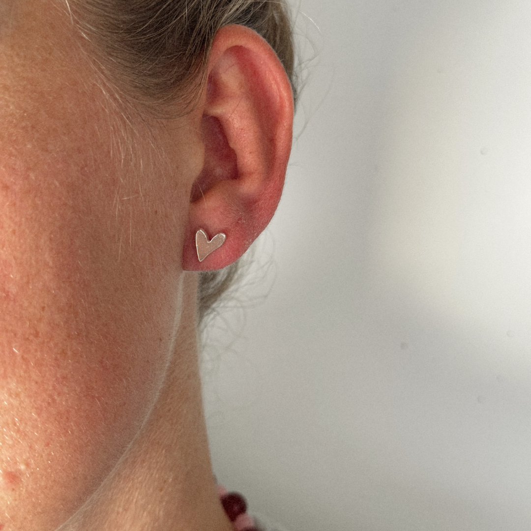 Darling Heart Studs - Silver