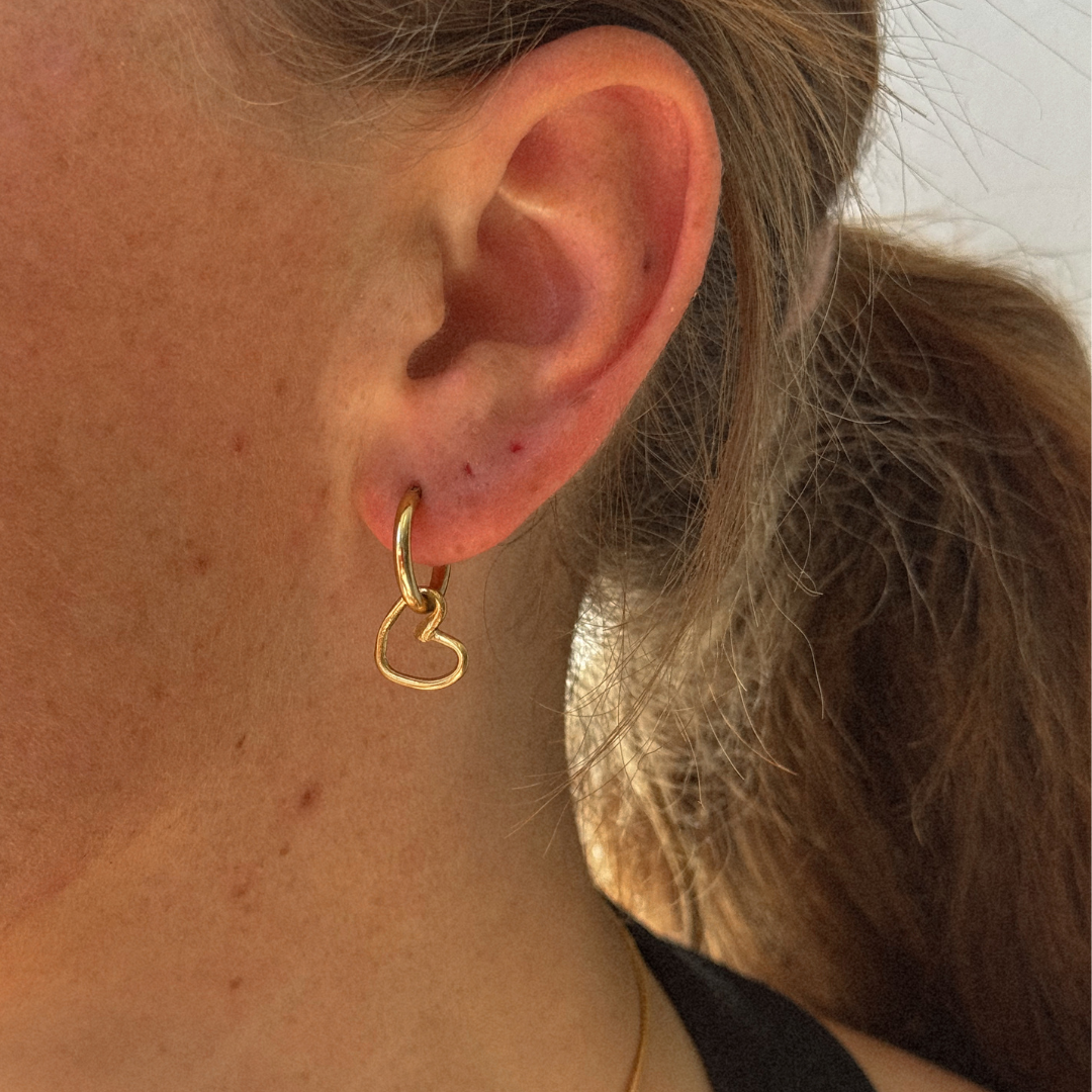 Albie Heart Hoops - Sterling Silver