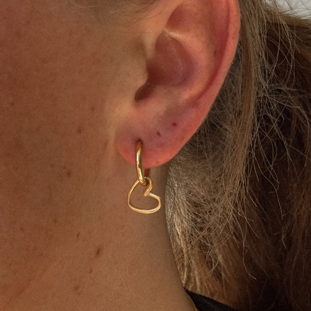 Albie Heart Hoops - Sterling Silver