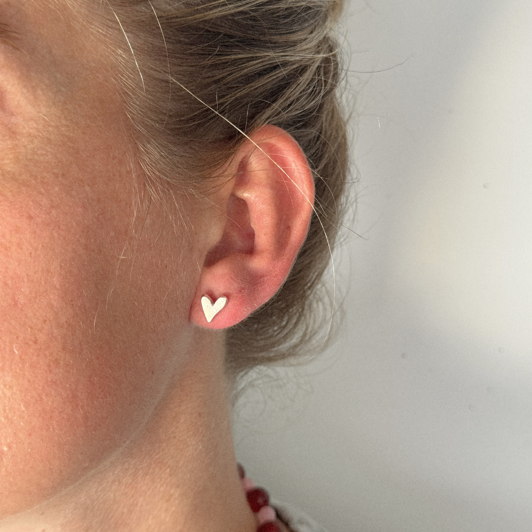 Darling Heart Studs - Silver