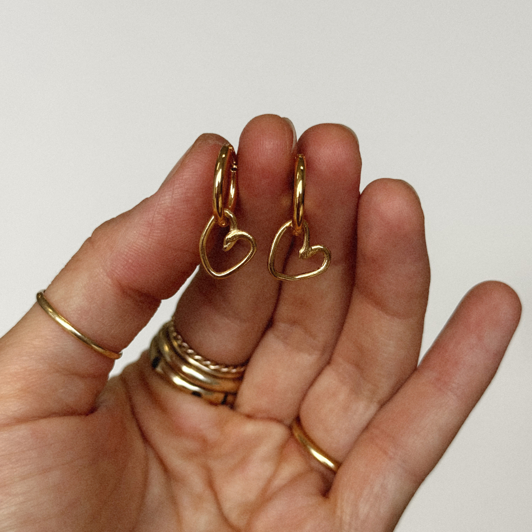 Albie Heart Hoops - Gold Vermeil