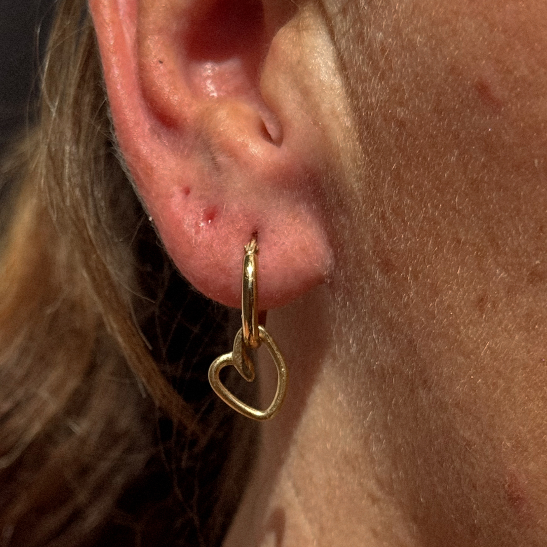 Albie Heart Hoops - Sterling Silver
