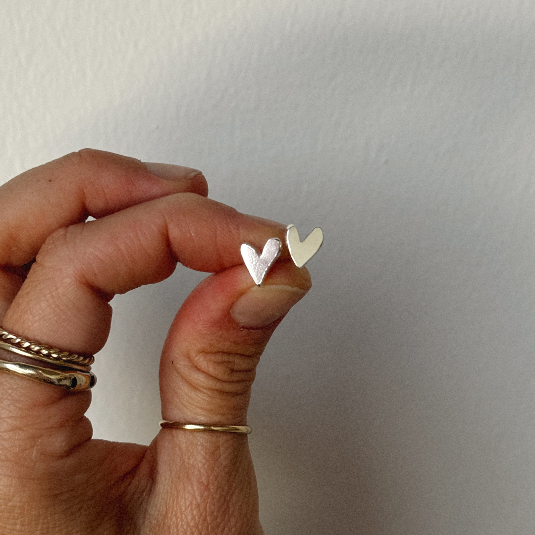 Darling Heart Studs - Silver