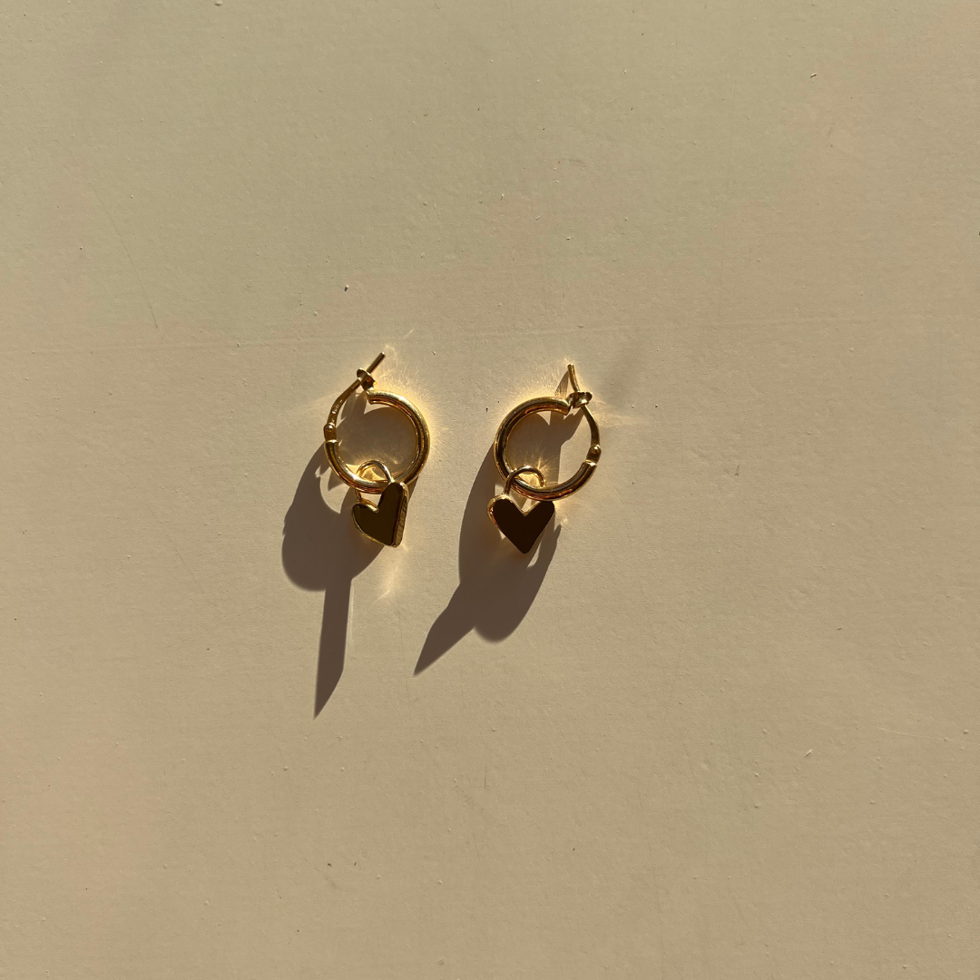 Darling Heart Hoops - Gold Vermeil