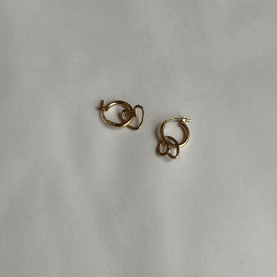 Albie Heart Hoops - Gold Vermeil