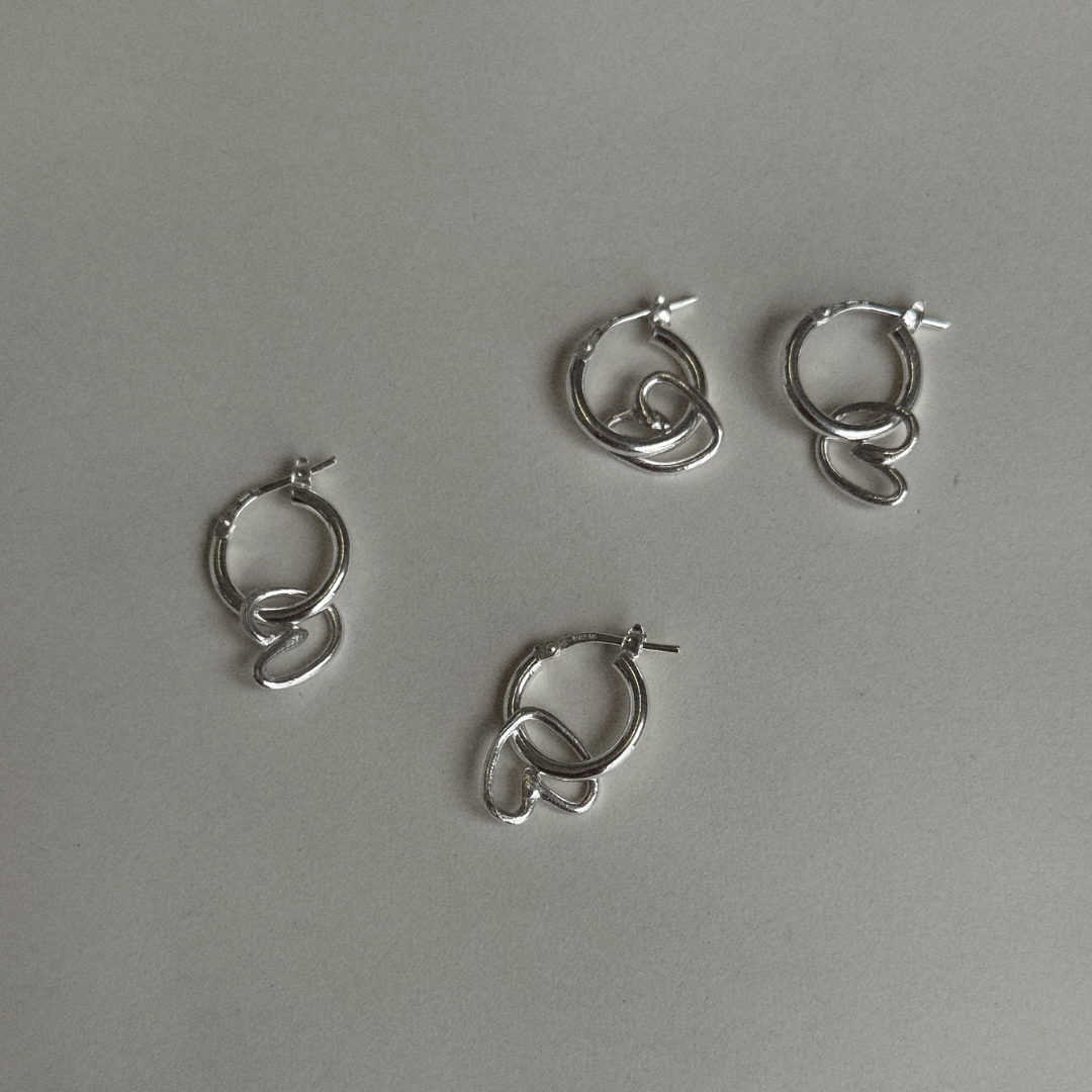 Albie Heart Hoops - Sterling Silver