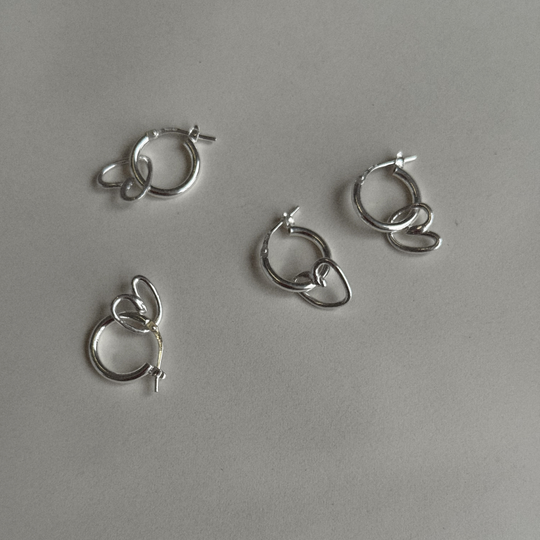 Albie Heart Hoops - Sterling Silver