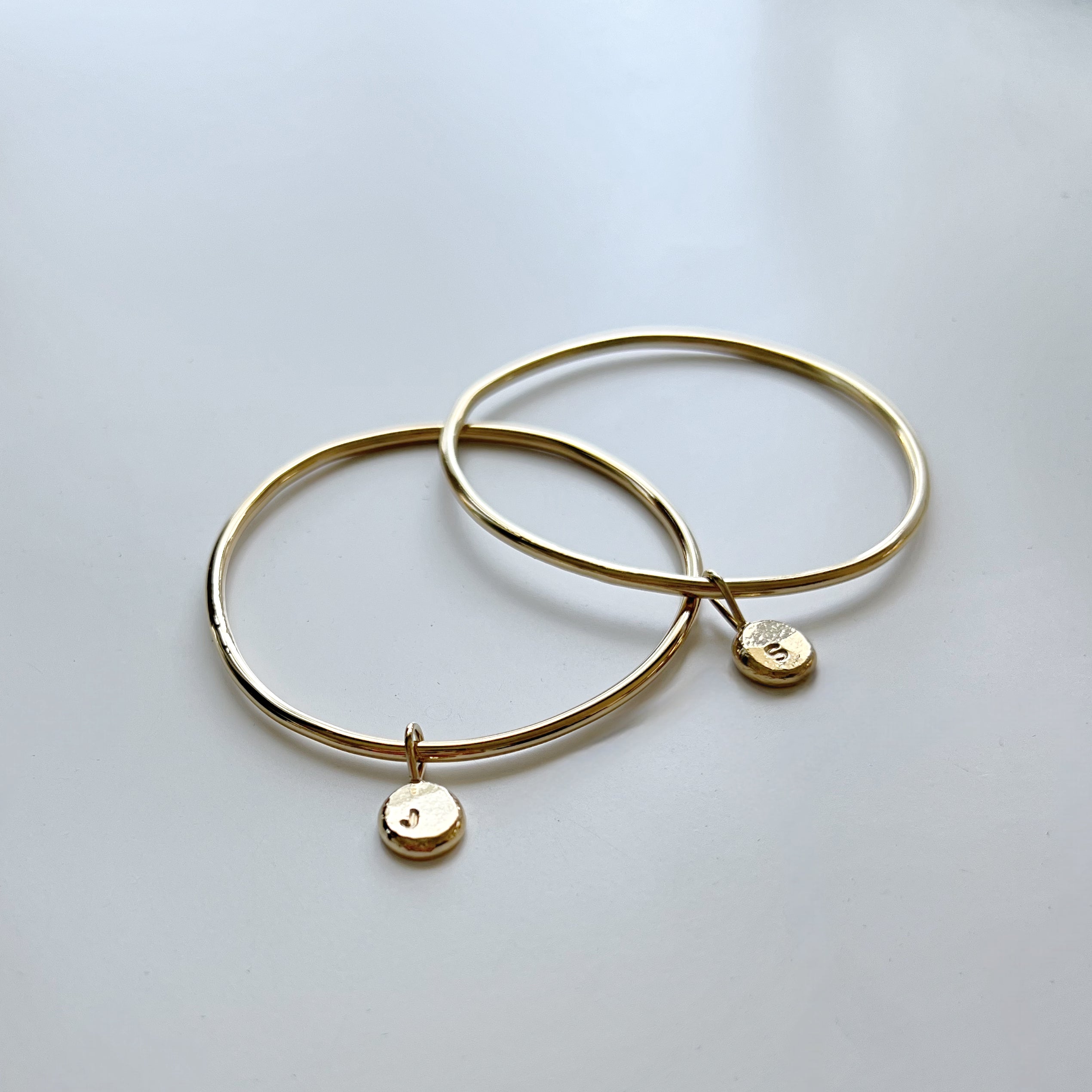 Maya Bangle with Initial Charm - Gold Vermeil