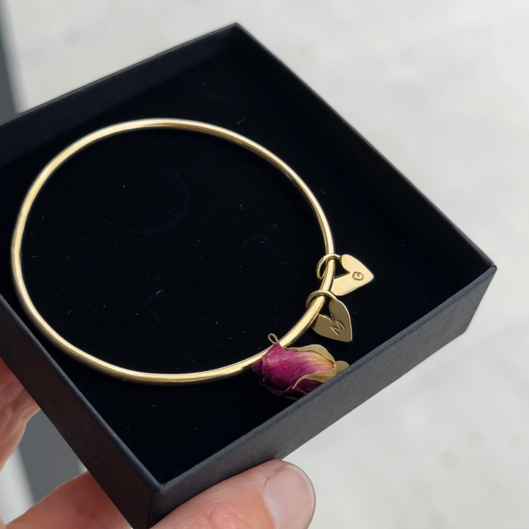 Maya Bangle with Darling Heart Charm - Gold Vermeil