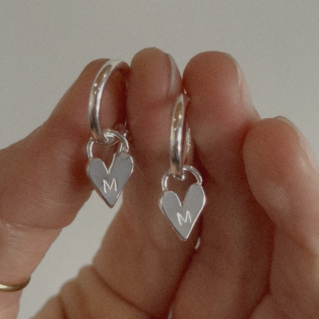 Darling Heart Hoops - Sterling Silver