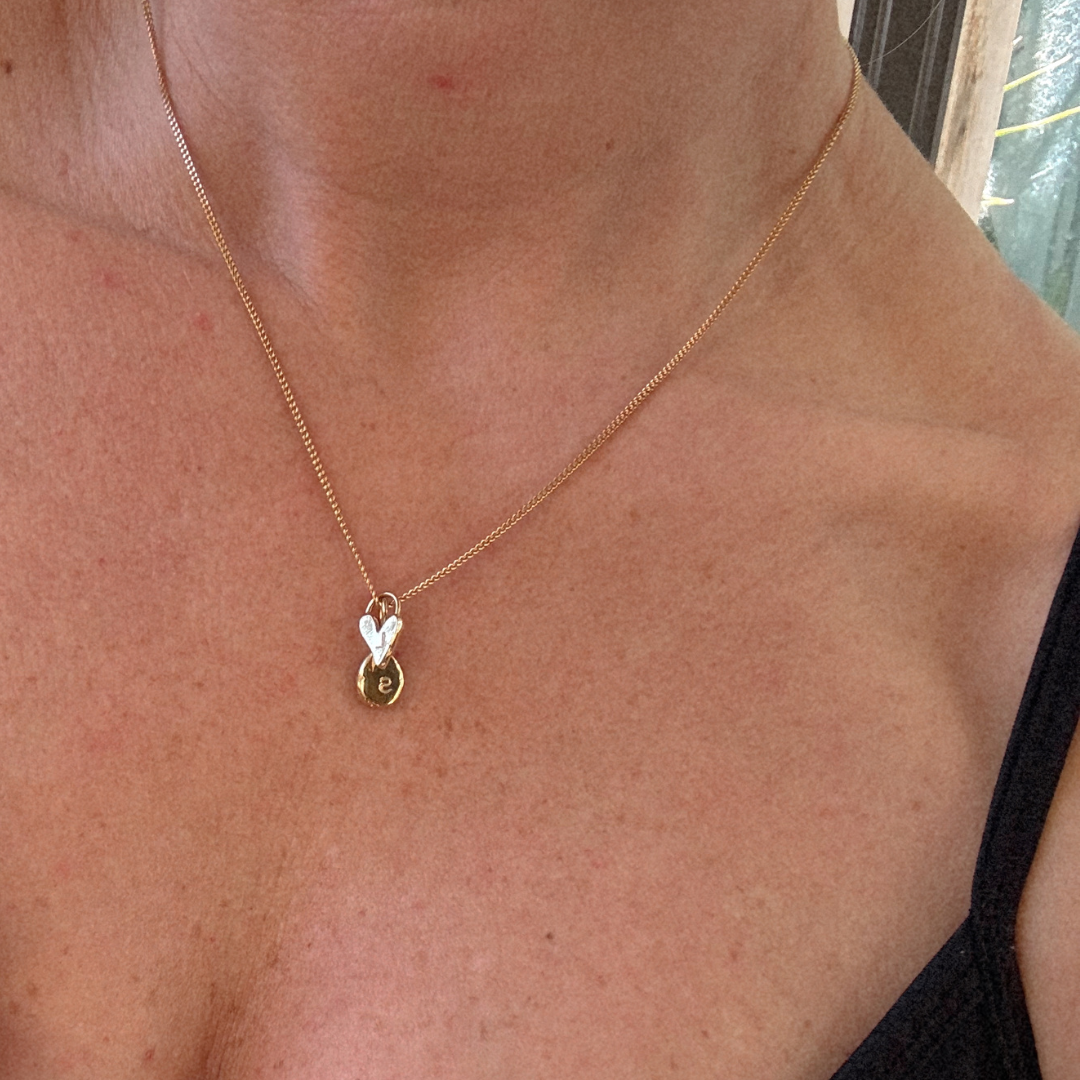 Initial Necklace X Darling Heart Petite - Silver