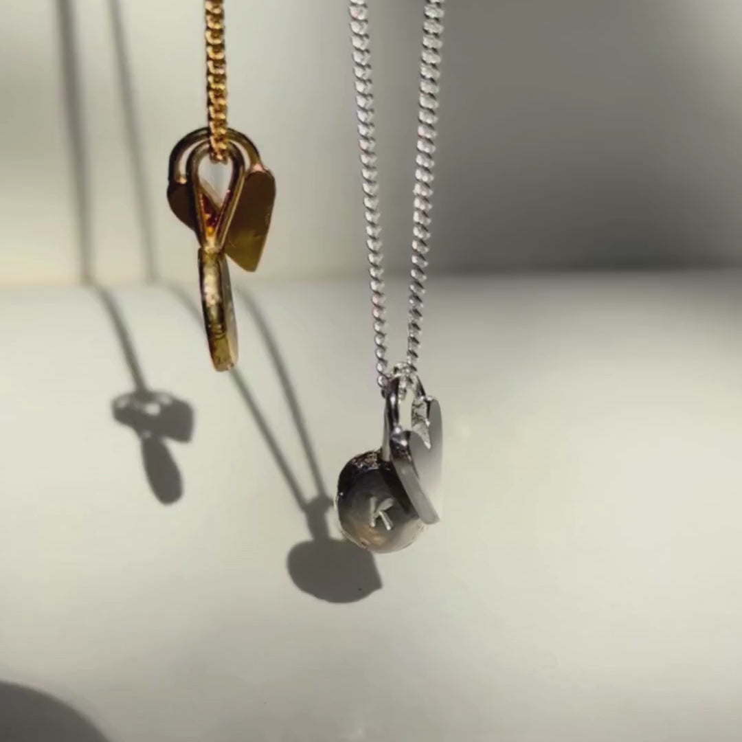 Initial Necklace X Darling Heart Petite - Silver
