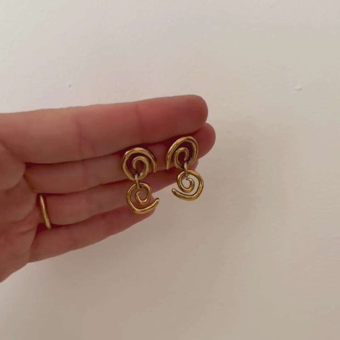 Spiral Double Drop Studs - Silver