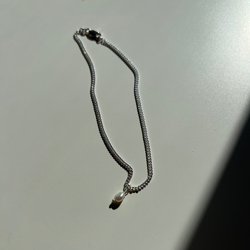 Ayla Pearl Anklet - Silver