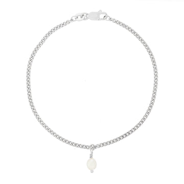 Ayla Pearl Anklet - Silver