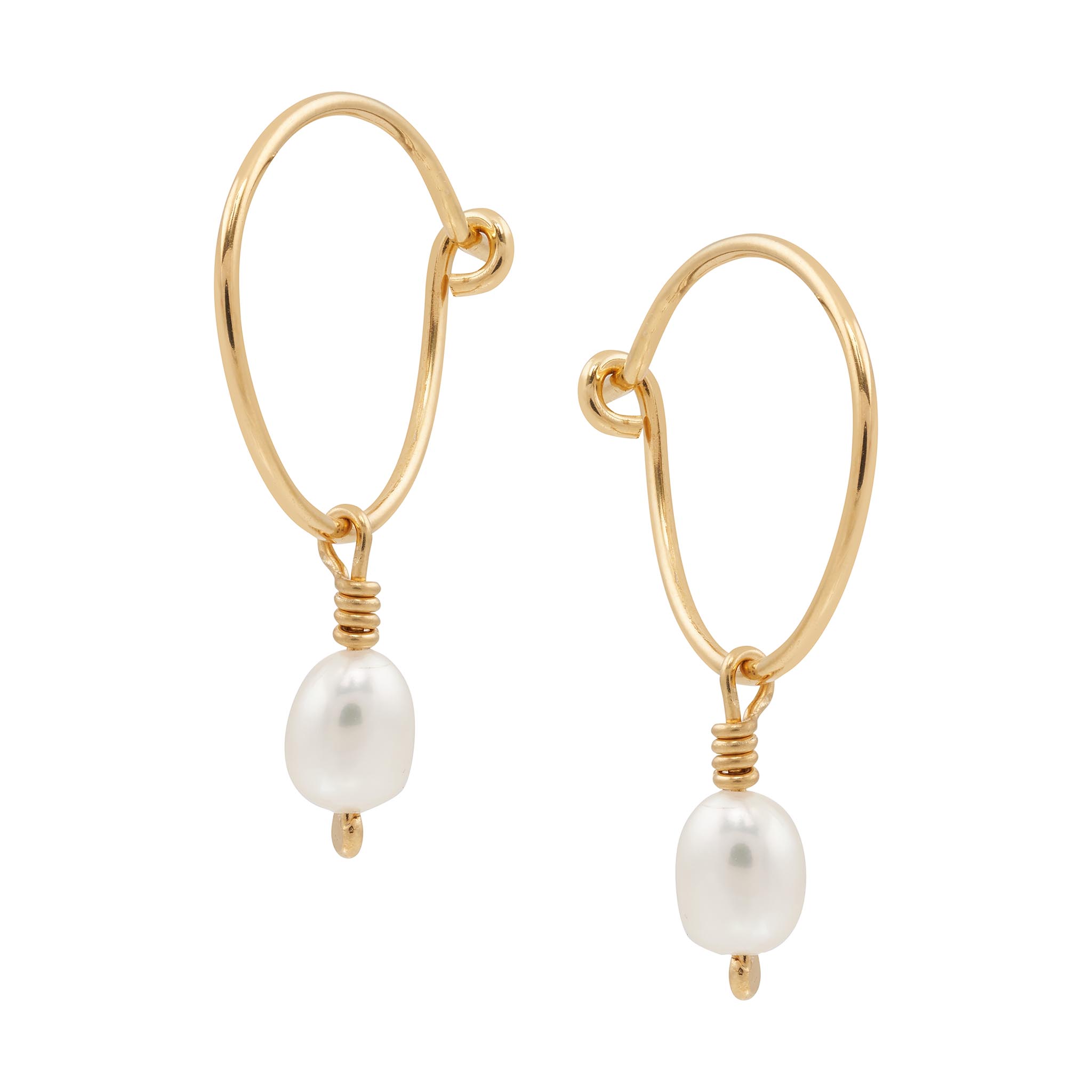 Ayla Pearl Hoops - Gold Vermeil