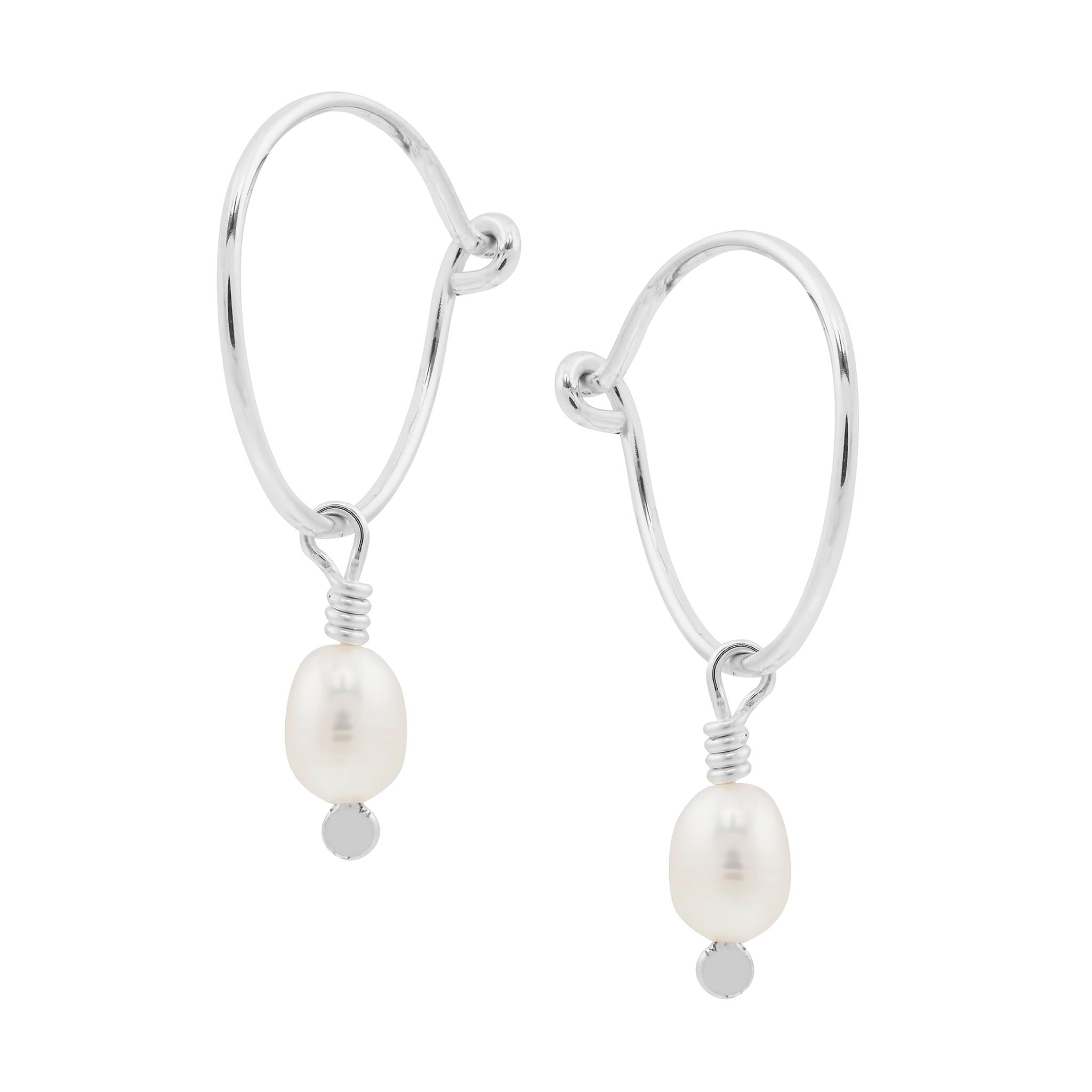 Ayla Pearl Hoops - Silver